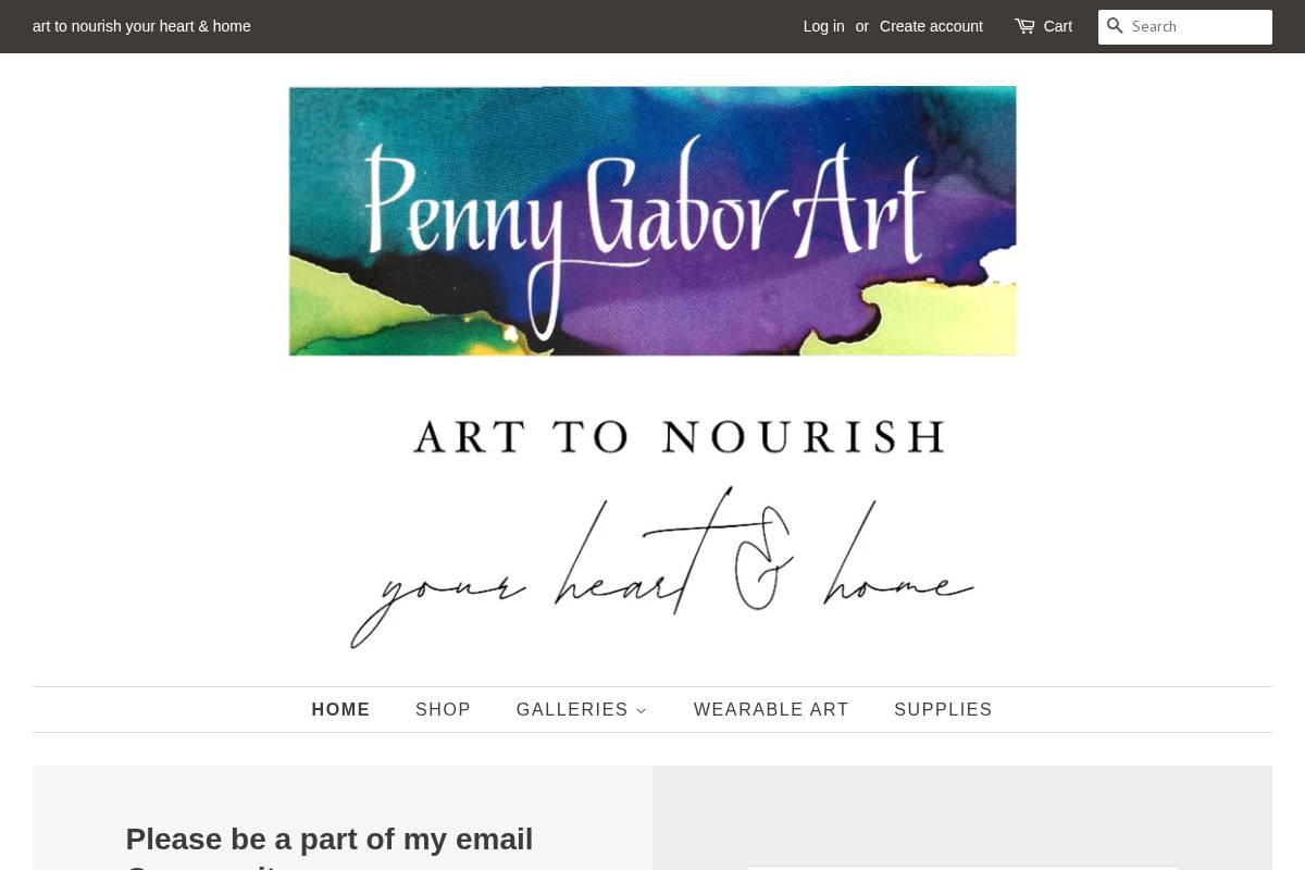 pennygaborart.com homepage screenshot