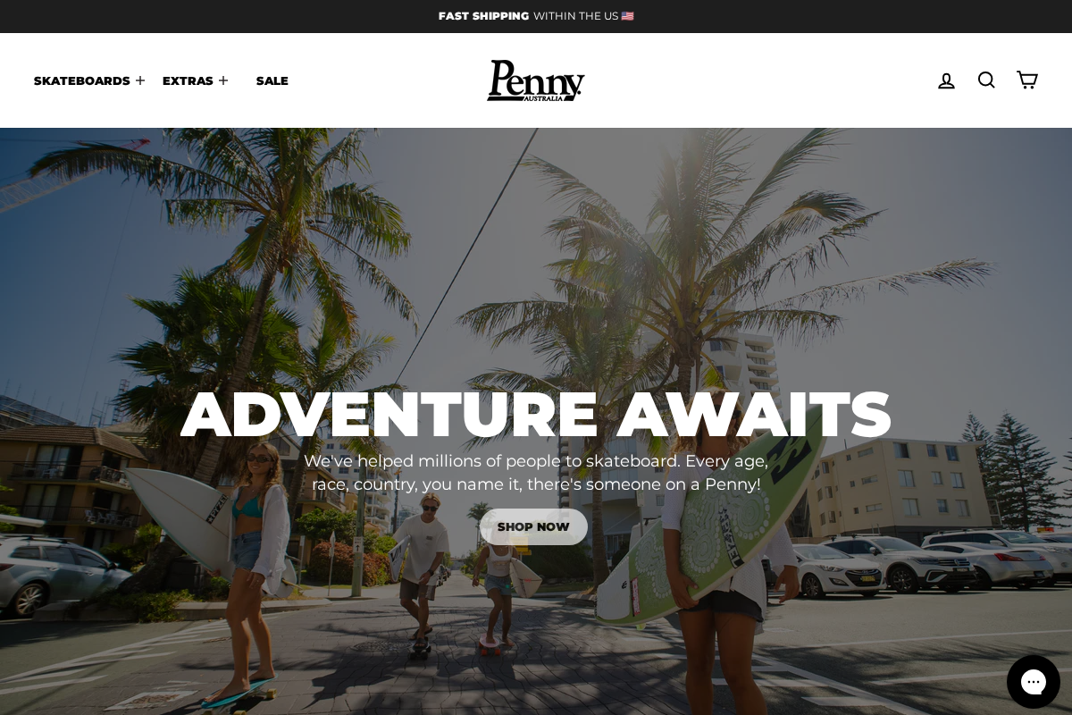 Penny Skateboards homepage screenshot