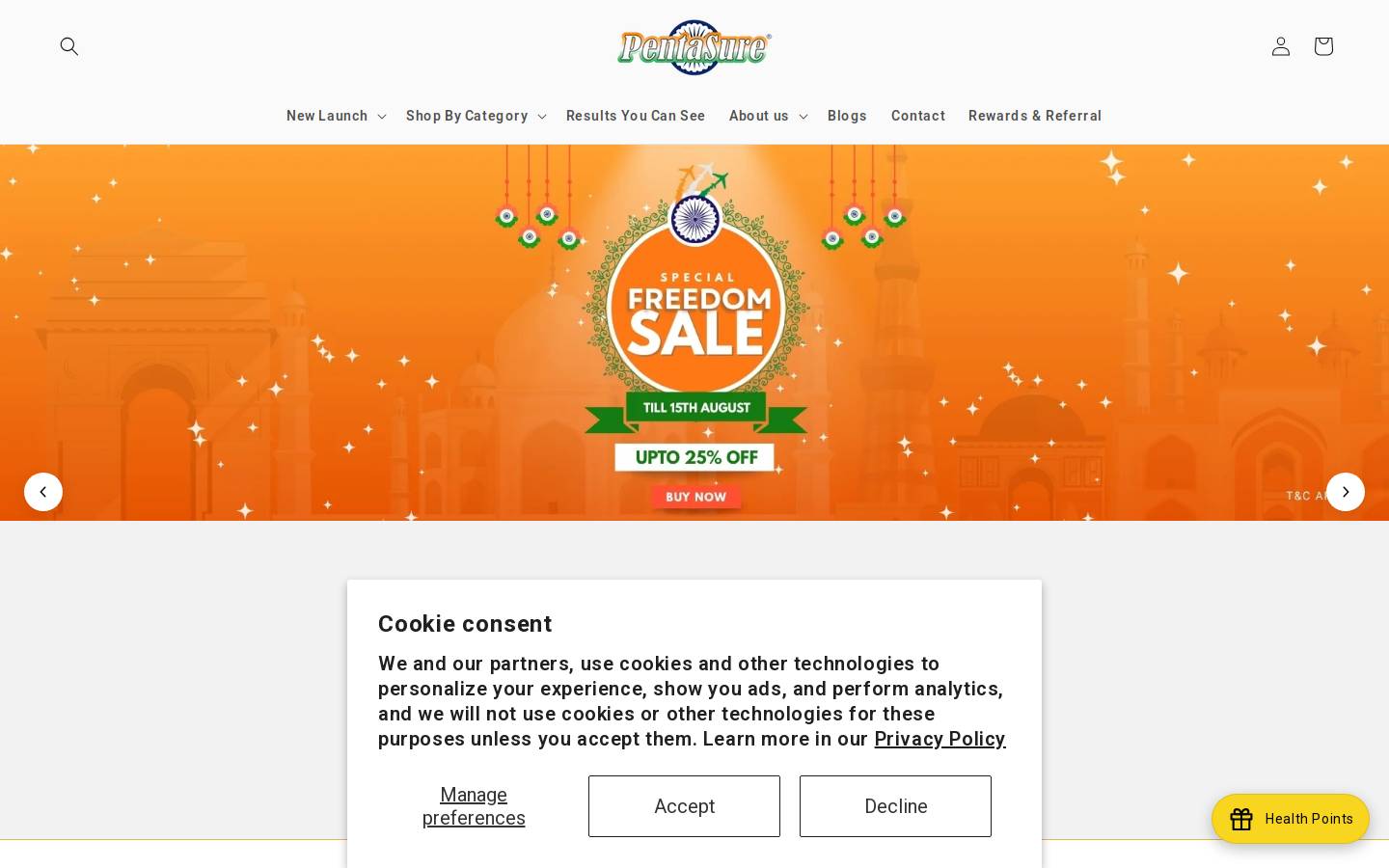 pentasurenutrition.com homepage screenshot