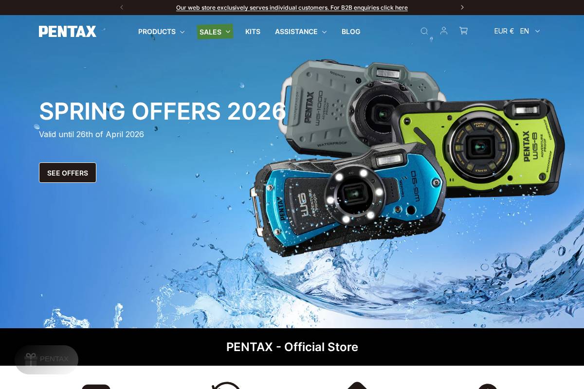 pentax.eu homepage screenshot