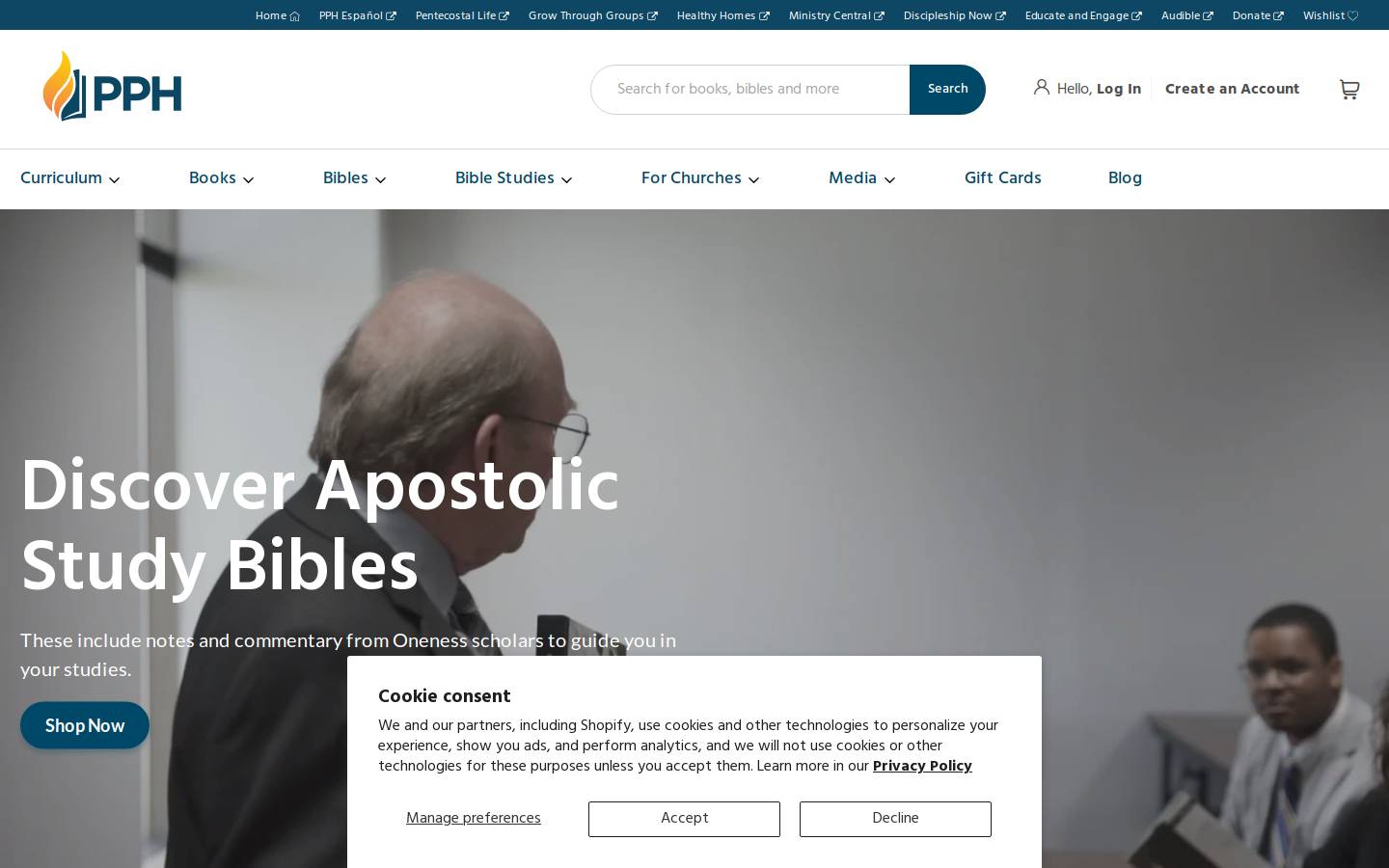 pentecostalpublishing.com homepage screenshot