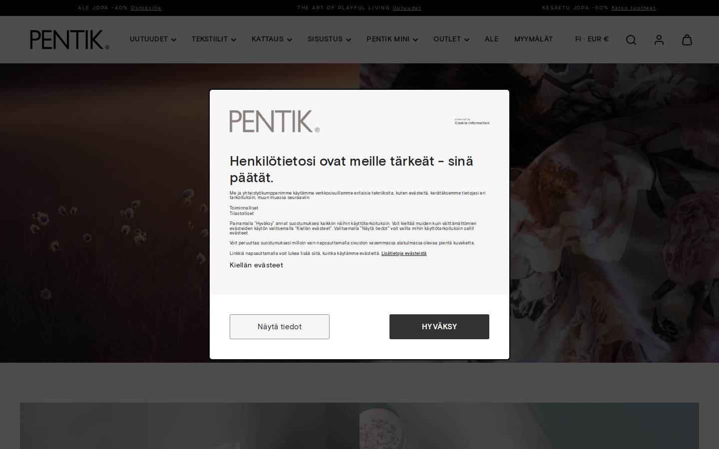 pentik.com homepage screenshot