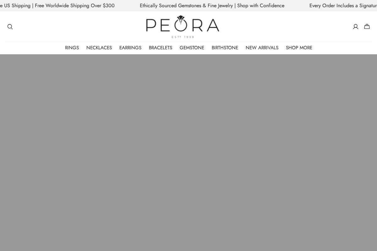 Peora Jewelry homepage screenshot