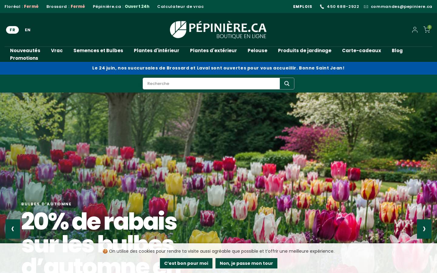 pepiniere.ca homepage screenshot