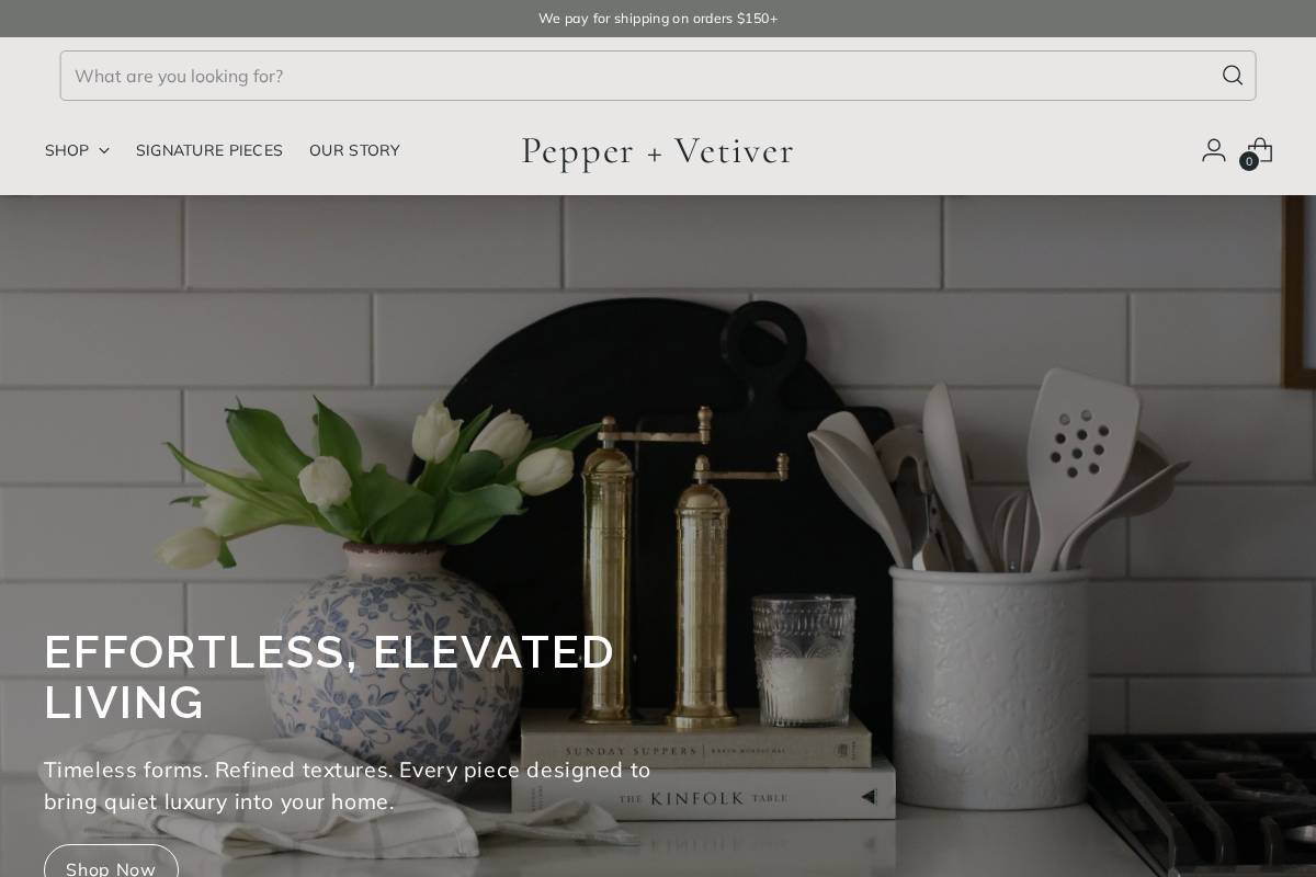 pepperandvetiver.com homepage screenshot
