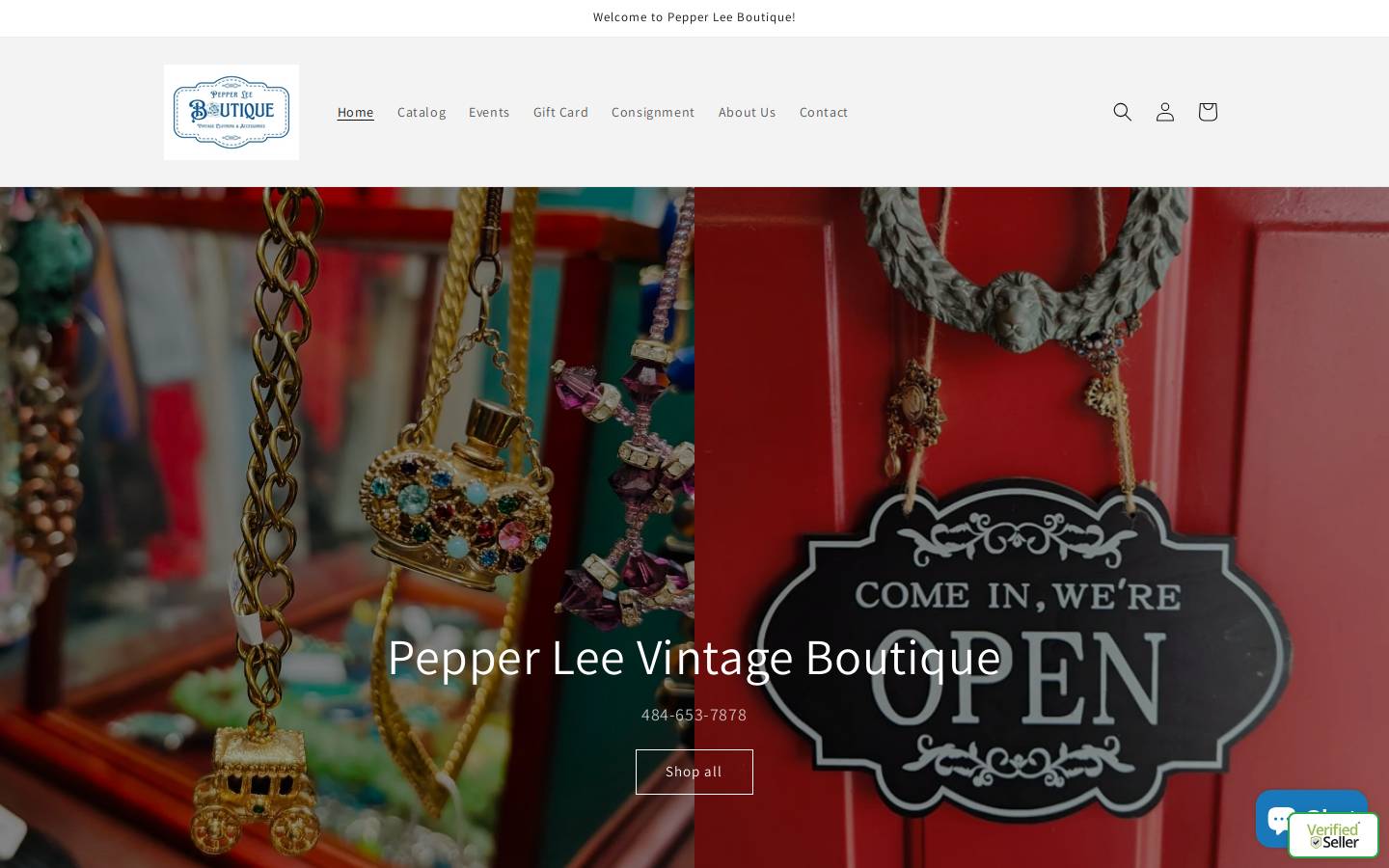 pepperleeboutique.com homepage screenshot