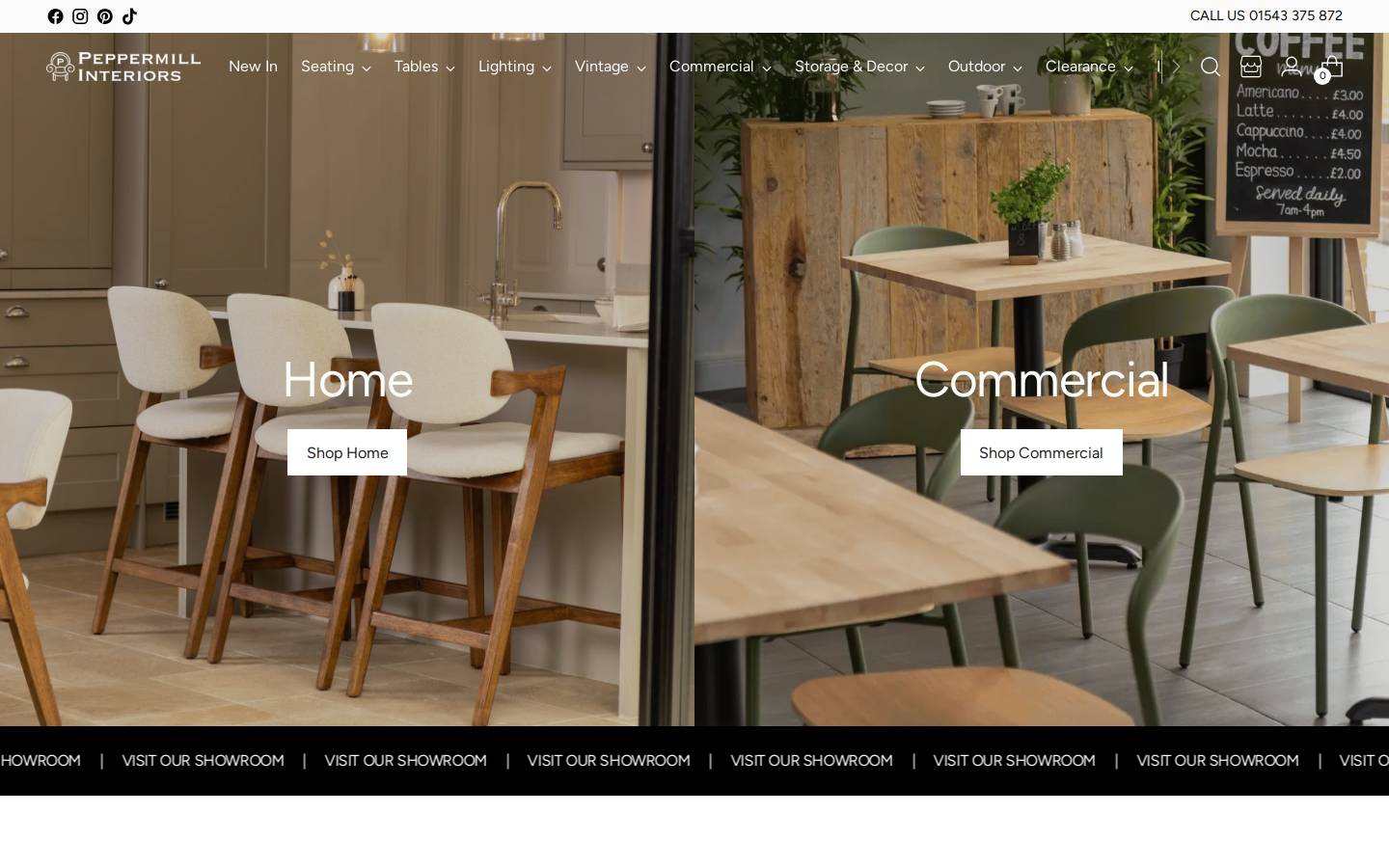 Peppermill Interiors homepage screenshot