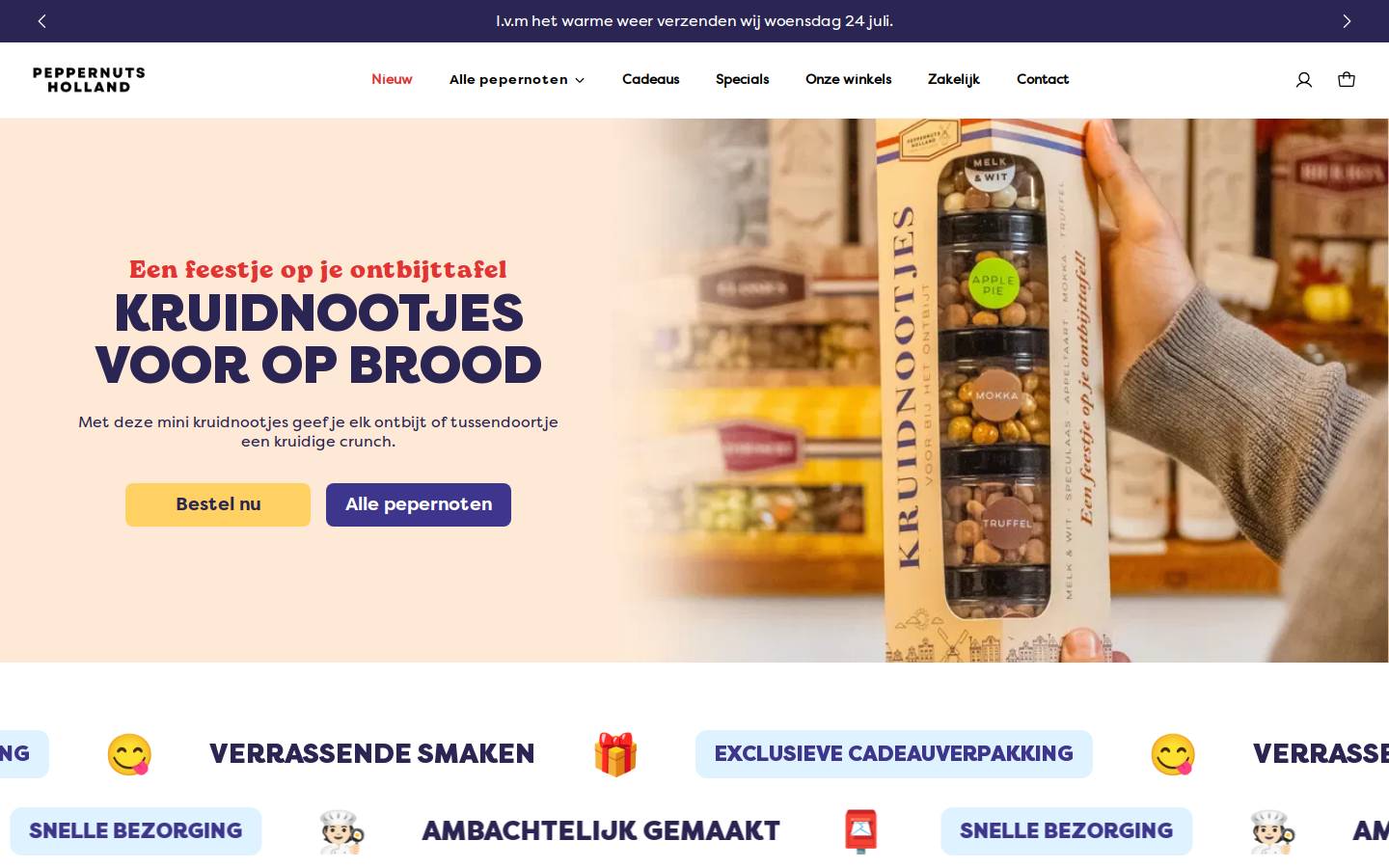 Peppernutsholland homepage screenshot
