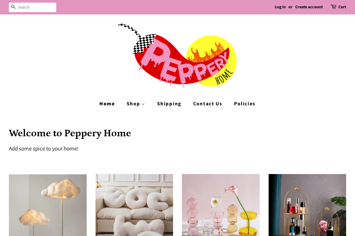 pepperyhome.com homepage screenshot