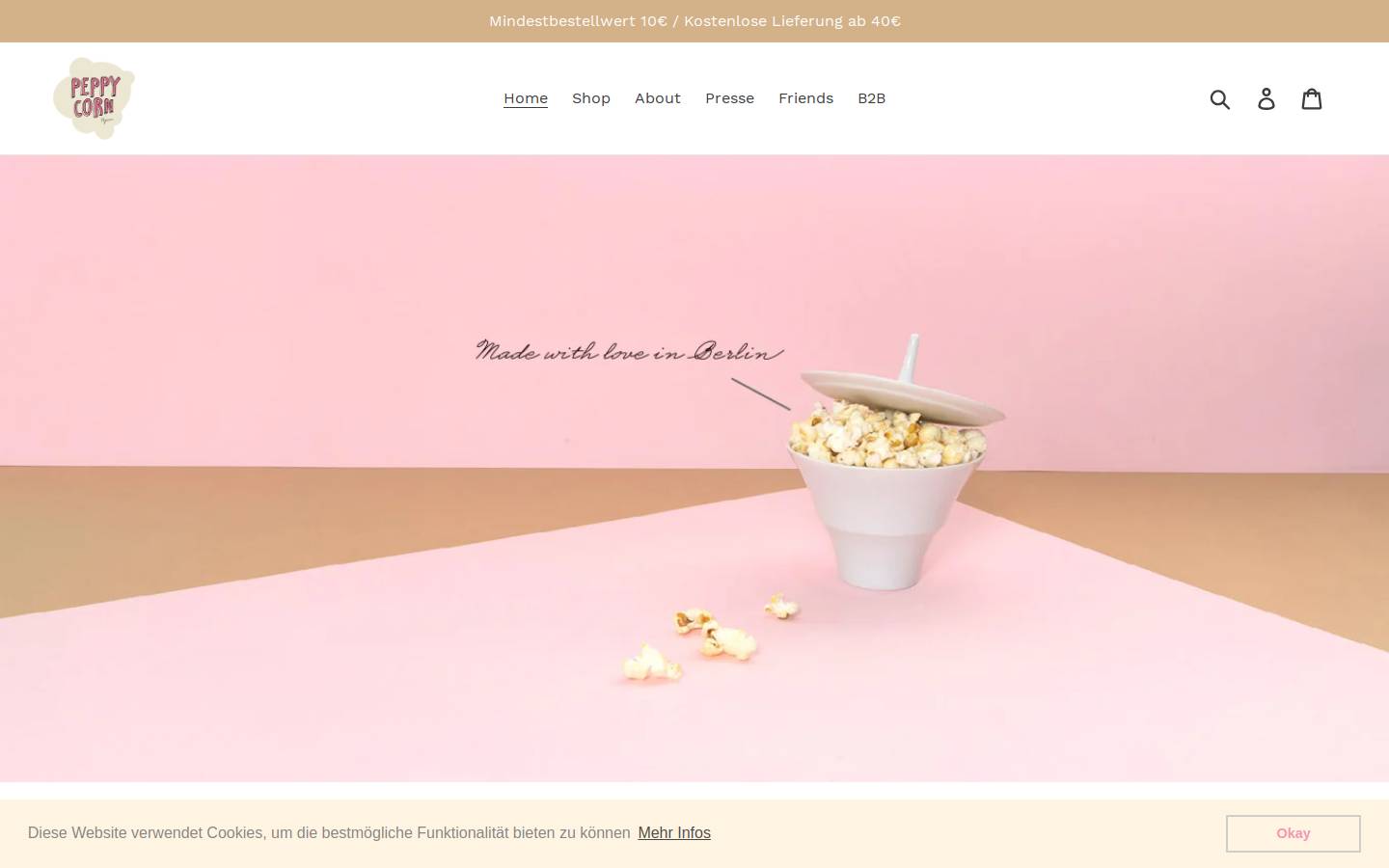 peppycorn.com homepage screenshot
