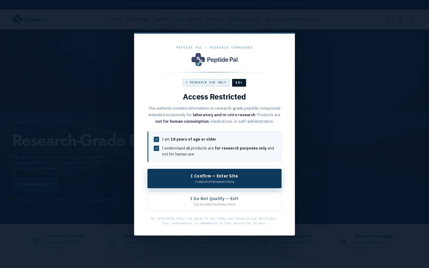 peptide-pal.com homepage screenshot