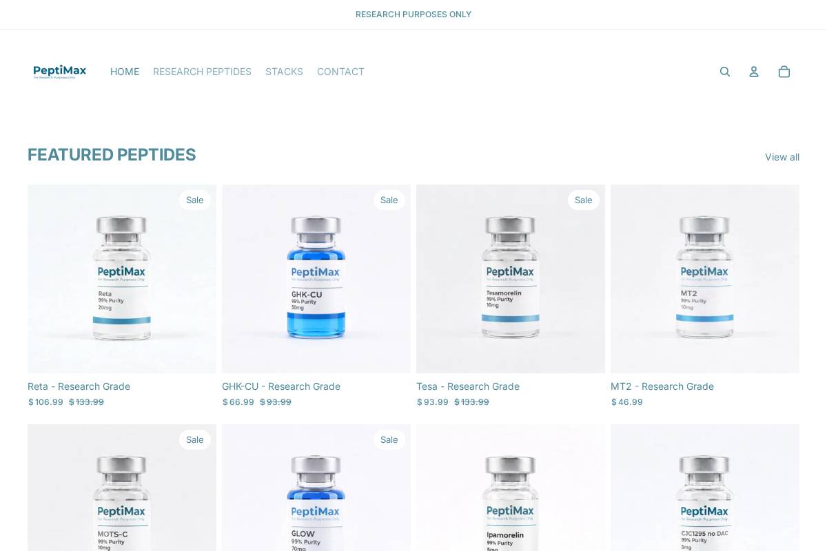 Peptimax homepage screenshot