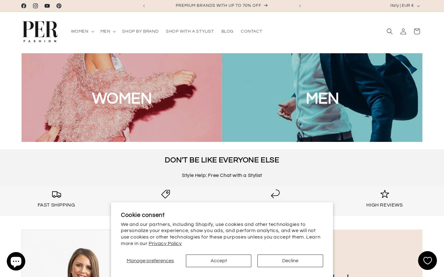 PER.FASHION homepage screenshot