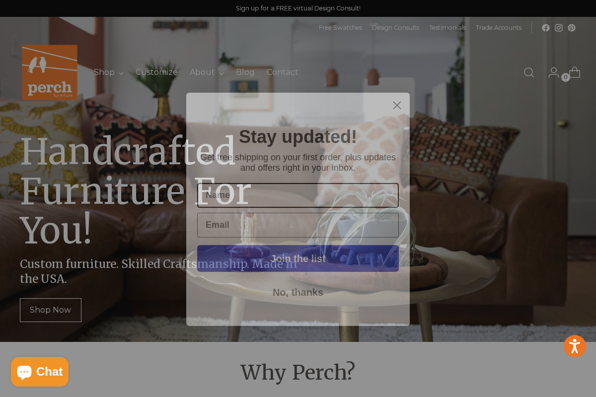 perchfurniture.com homepage screenshot