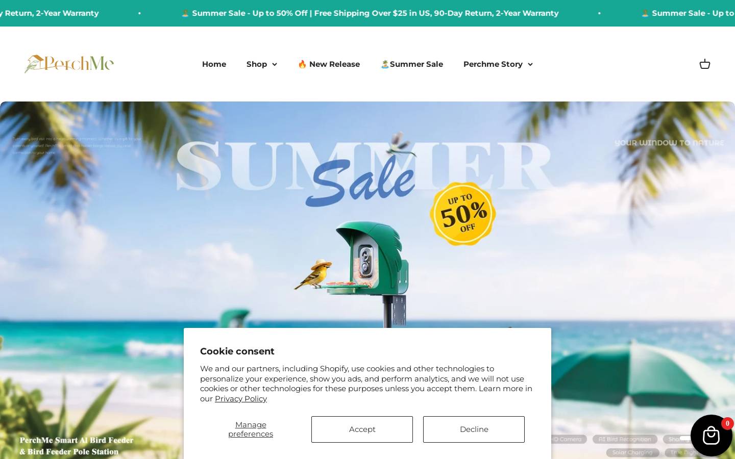 Perchme homepage screenshot