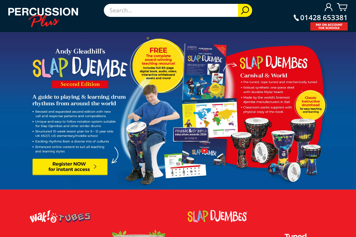 Percussion Plus homepage screenshot