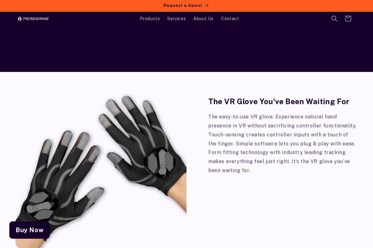 peregrineglove.com homepage screenshot