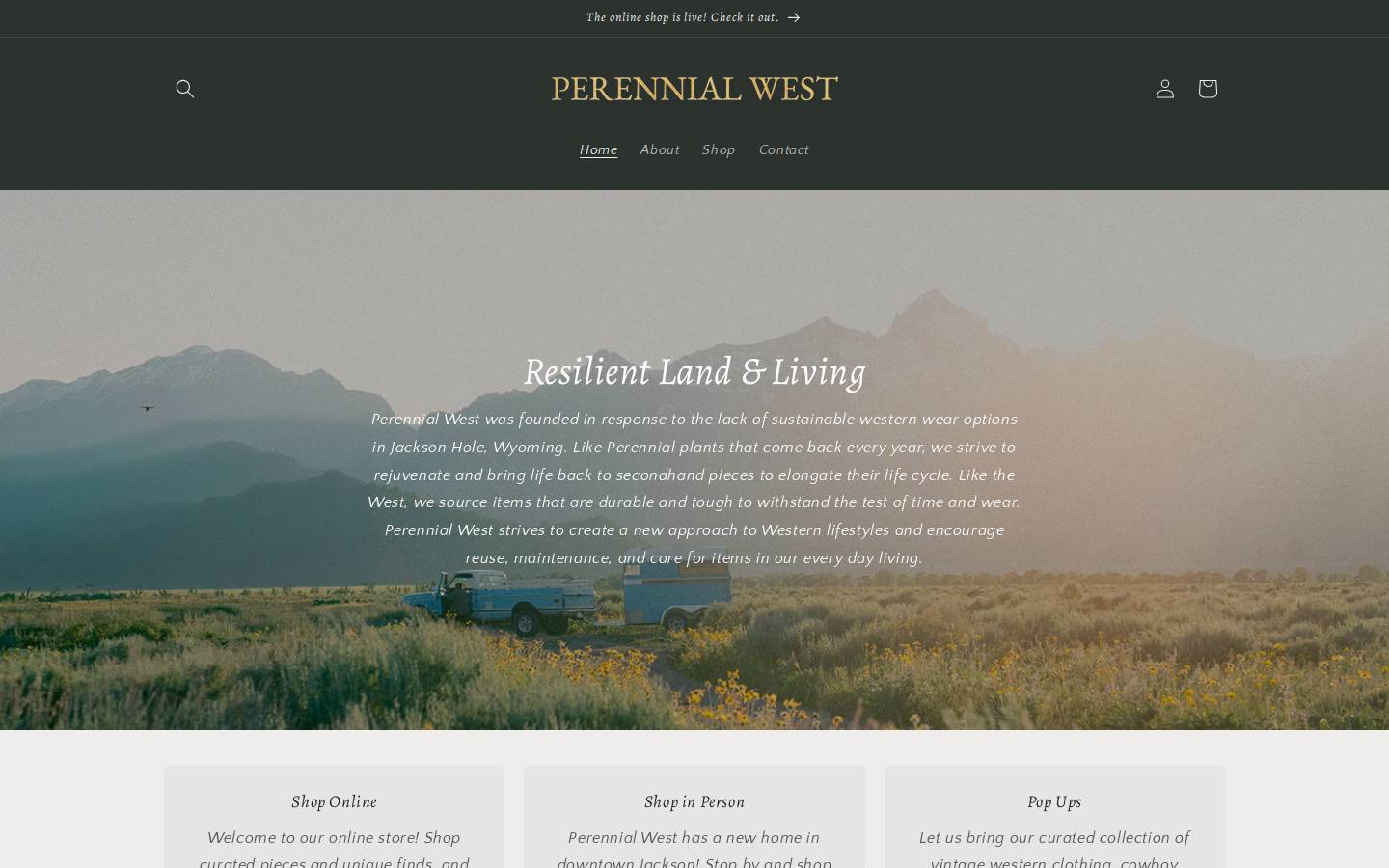 perennialwest.com homepage screenshot