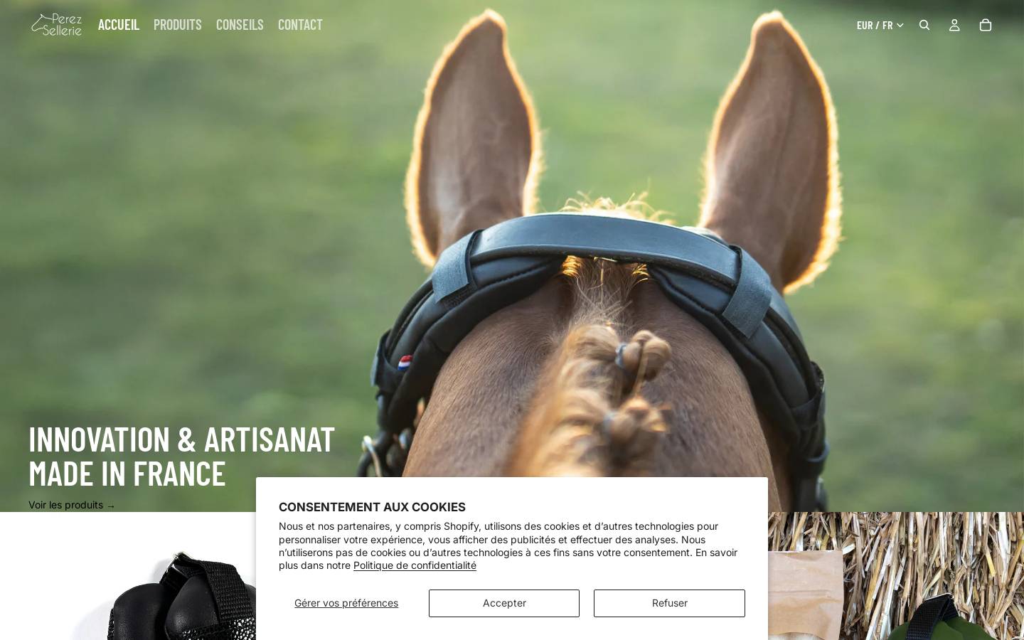 perez-sellerie.com homepage screenshot
