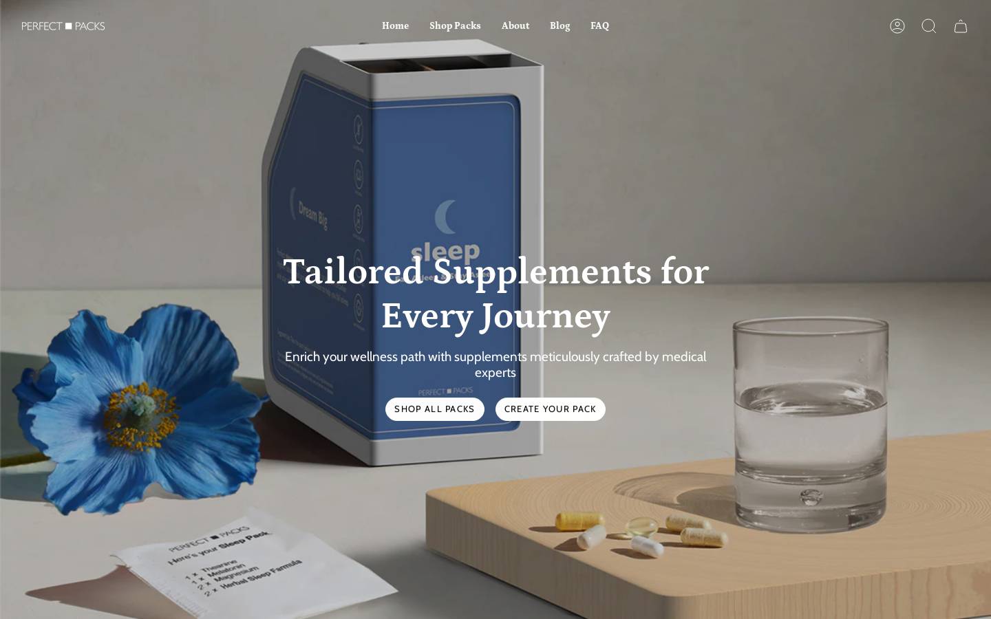 perfect-packs.com homepage screenshot