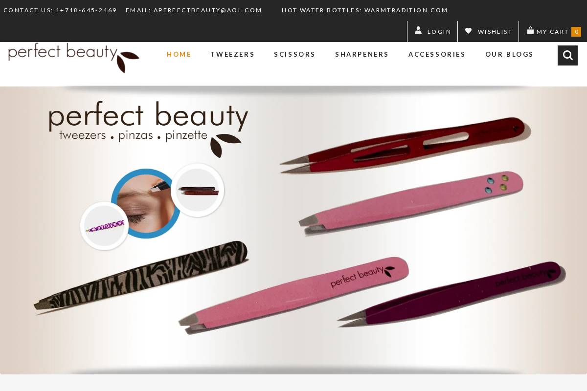 perfectbeautytweezers.com homepage screenshot