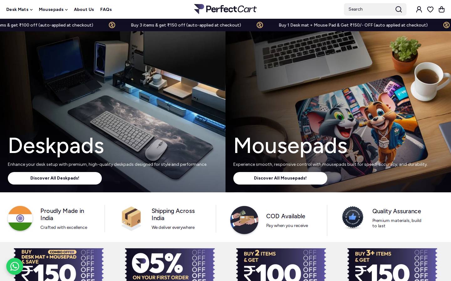 perfectcart.in homepage screenshot