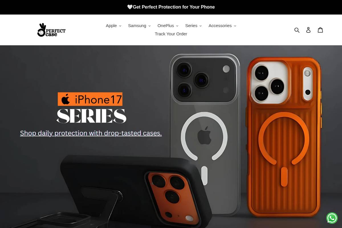 Perfectcase.in homepage screenshot