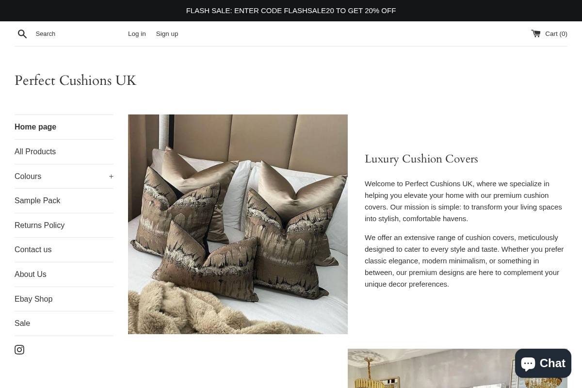 Perfectcushionsuk homepage screenshot