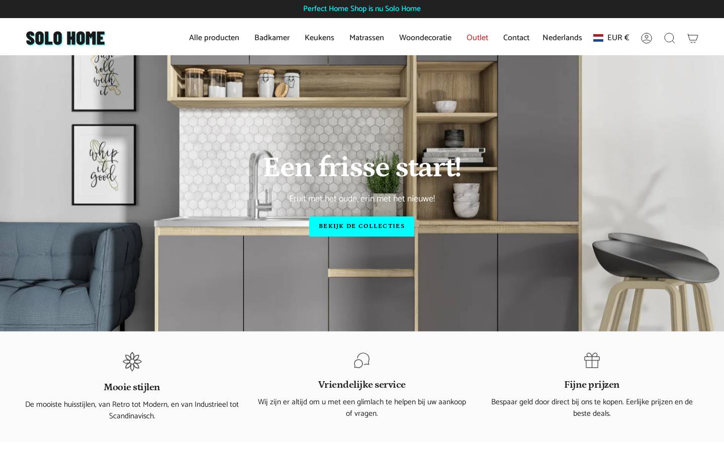 Perfecthomeshop homepage screenshot