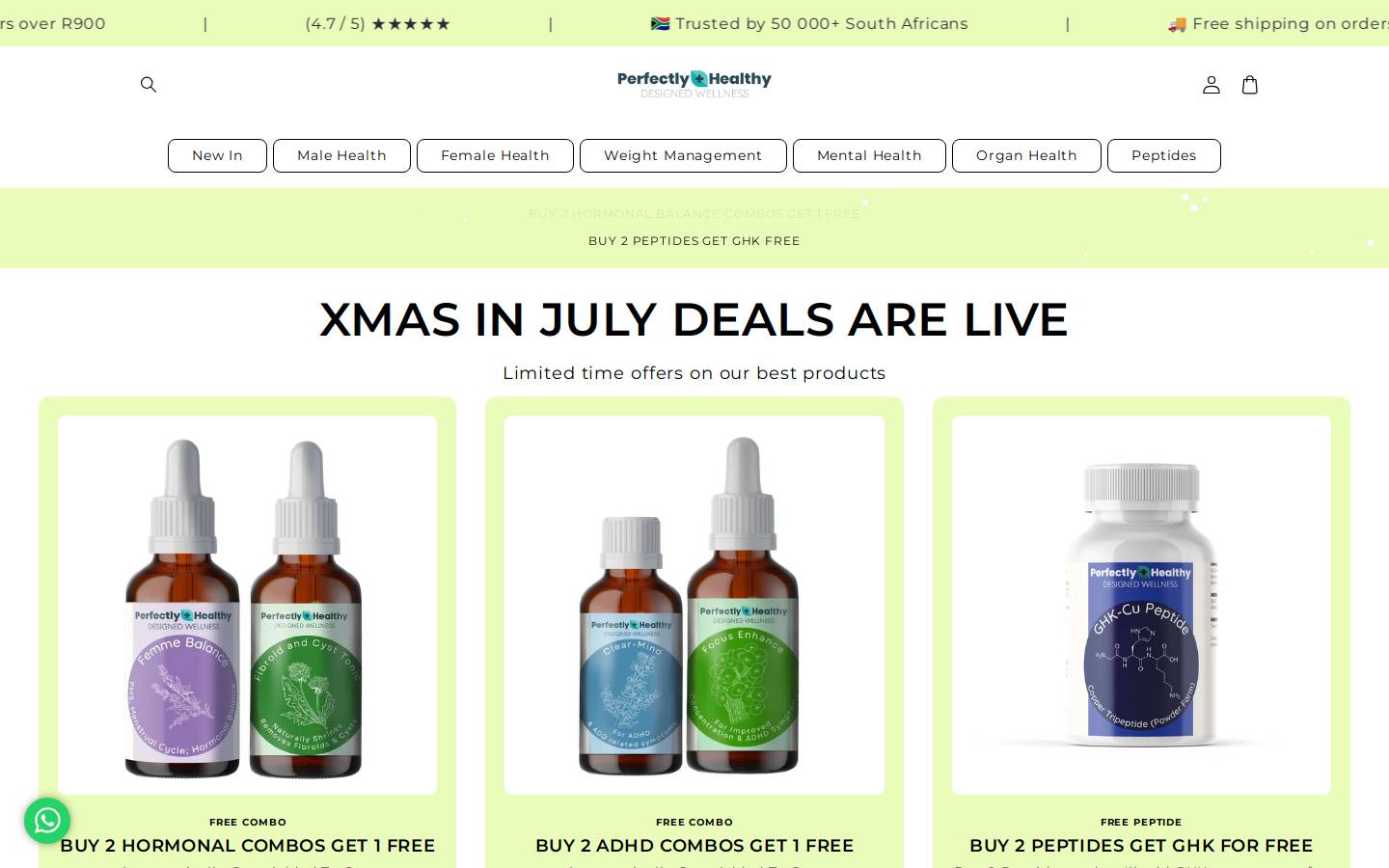 perfectlyhealthy.co.za homepage screenshot