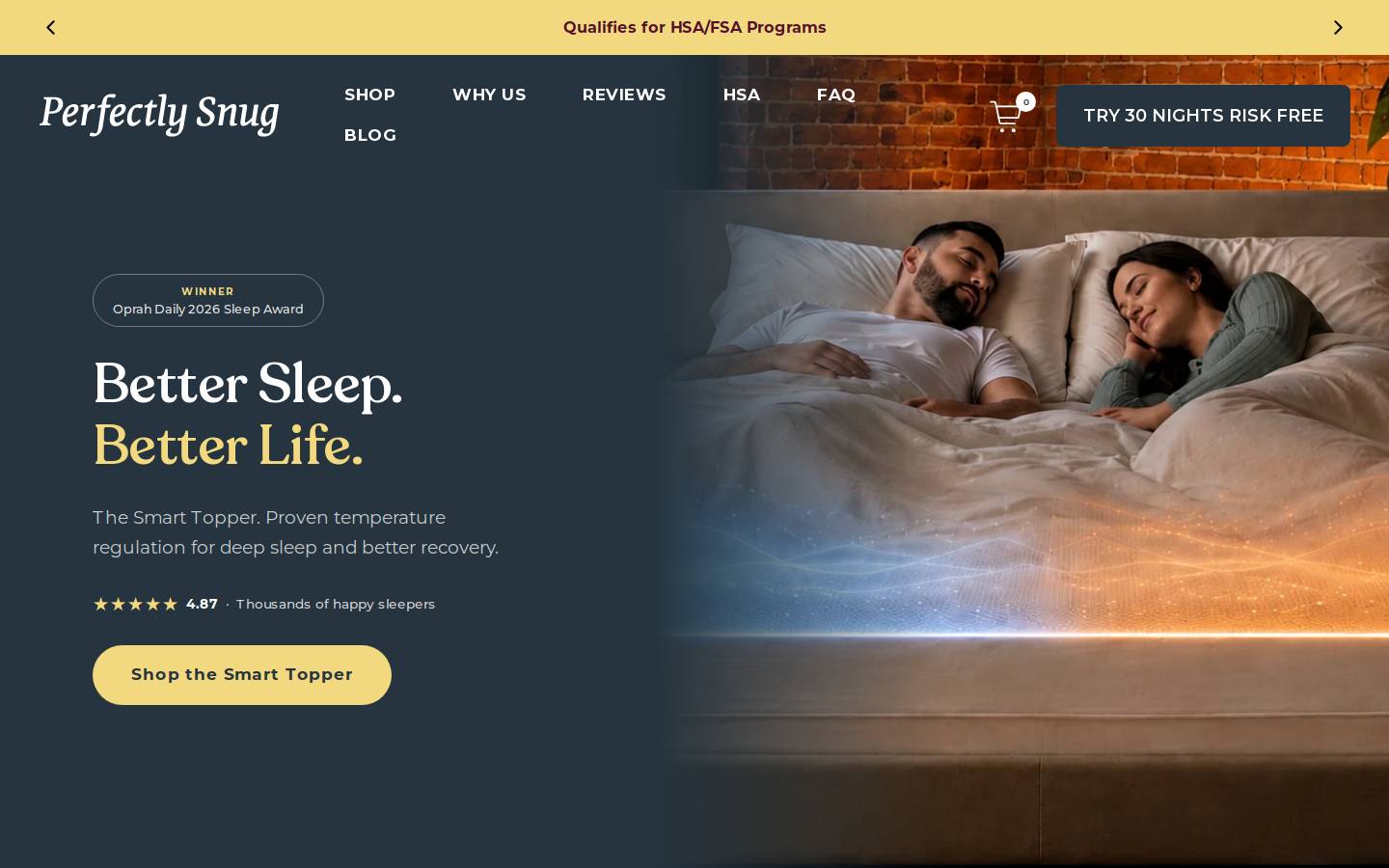 Perfectlysnug homepage screenshot