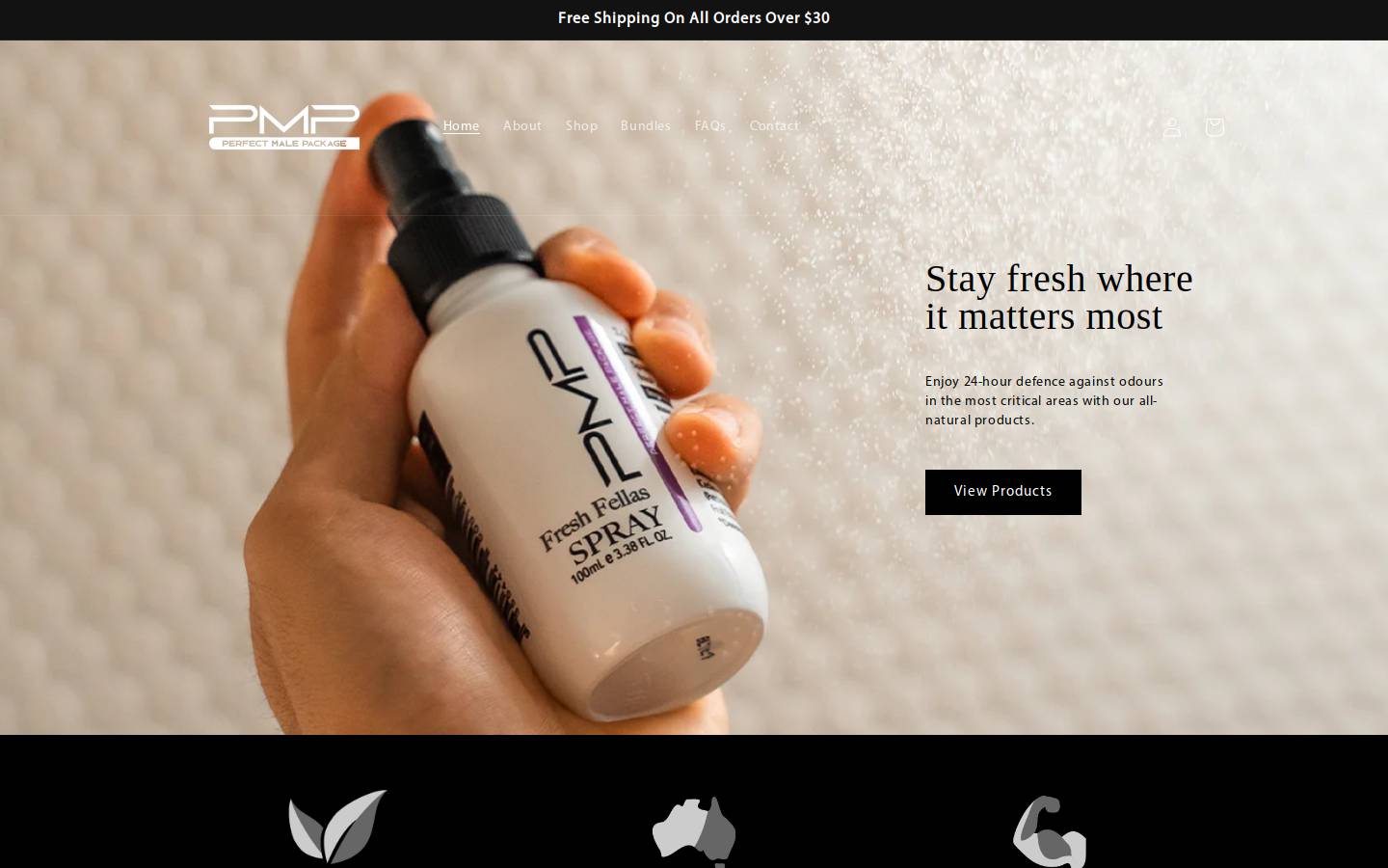 perfectmalepackage.com.au homepage screenshot
