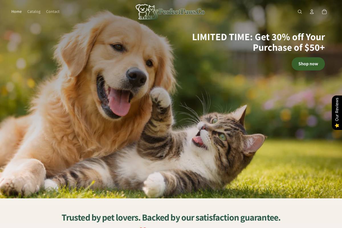 perfectpawsco.com homepage screenshot