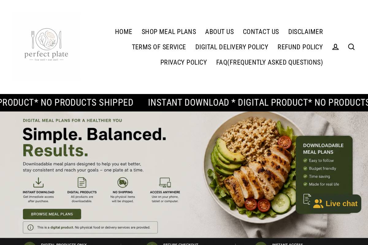 perfectplate.co.za homepage screenshot