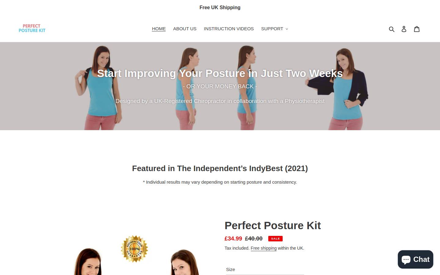 perfectposturekit.com homepage screenshot