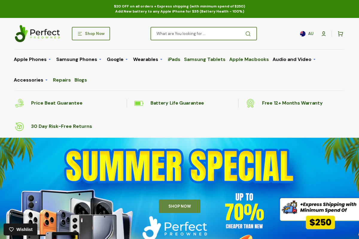Refurbished Samsung Phones - Perfect Preowned homepage screenshot