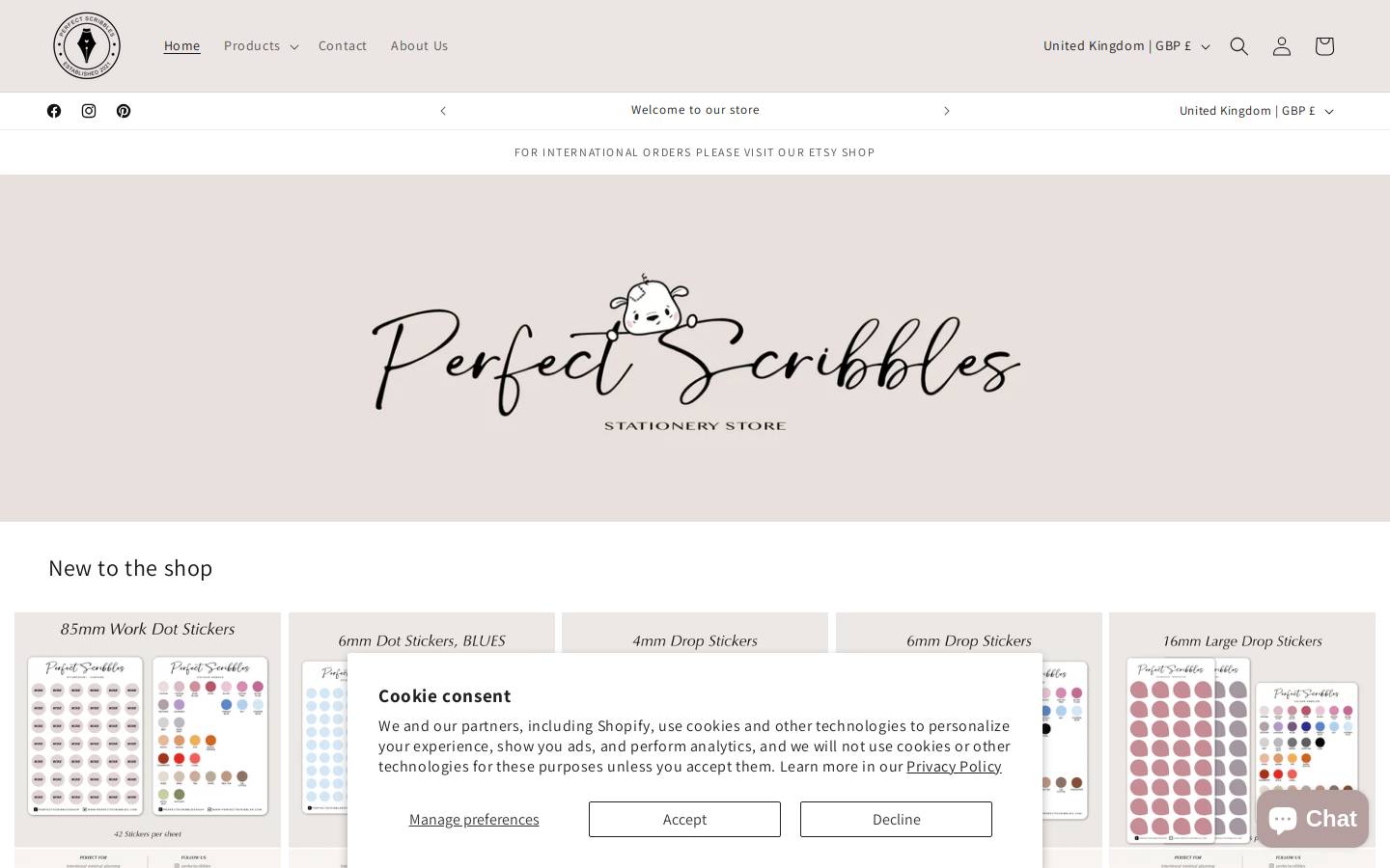 perfectscribbles.com homepage screenshot
