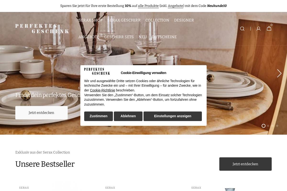 Perfektes Geschenk homepage screenshot