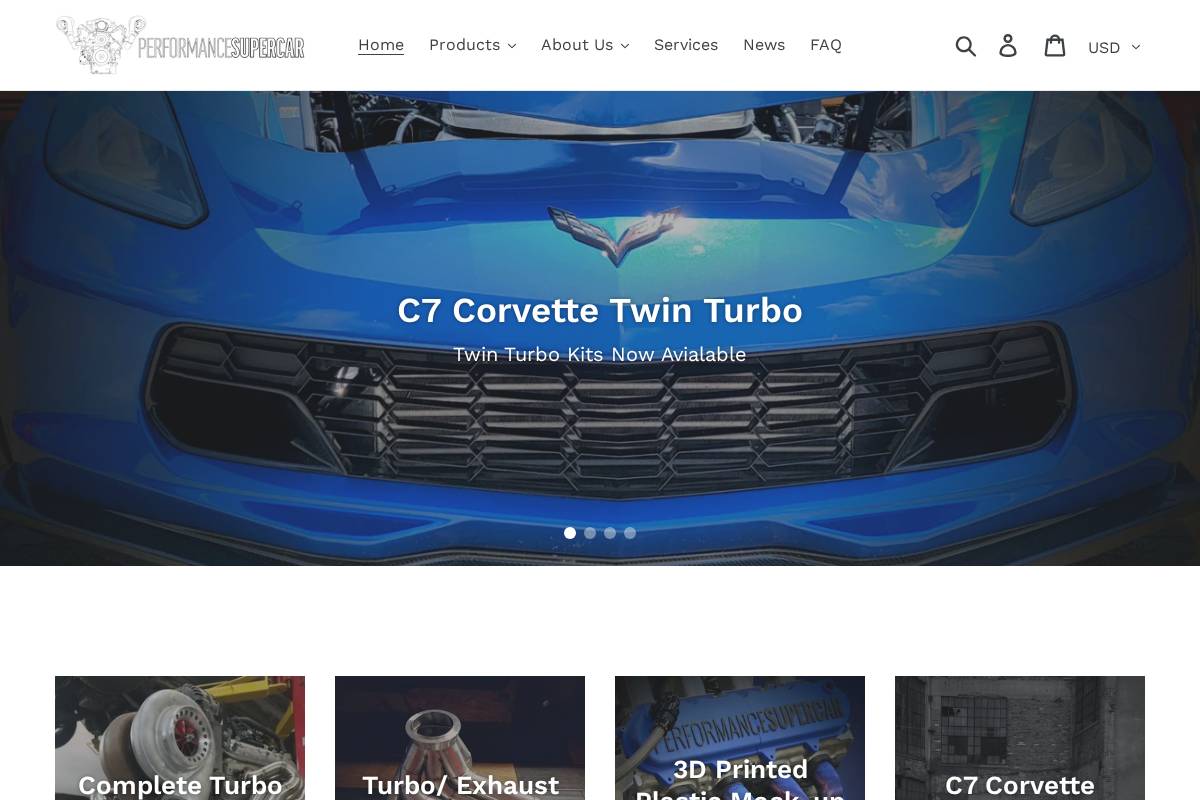 performance-supercar.com homepage screenshot