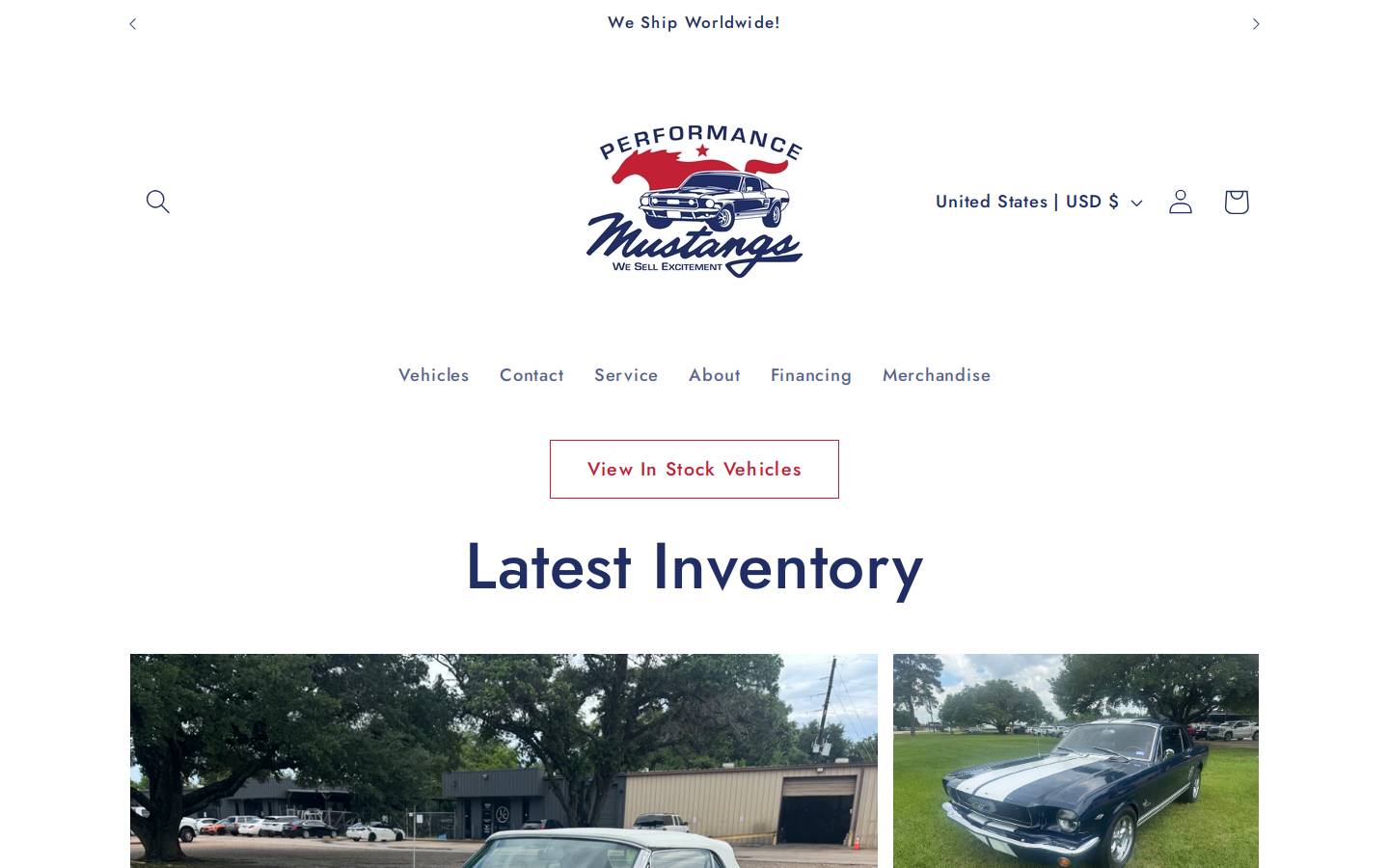 performancemustangs.com homepage screenshot