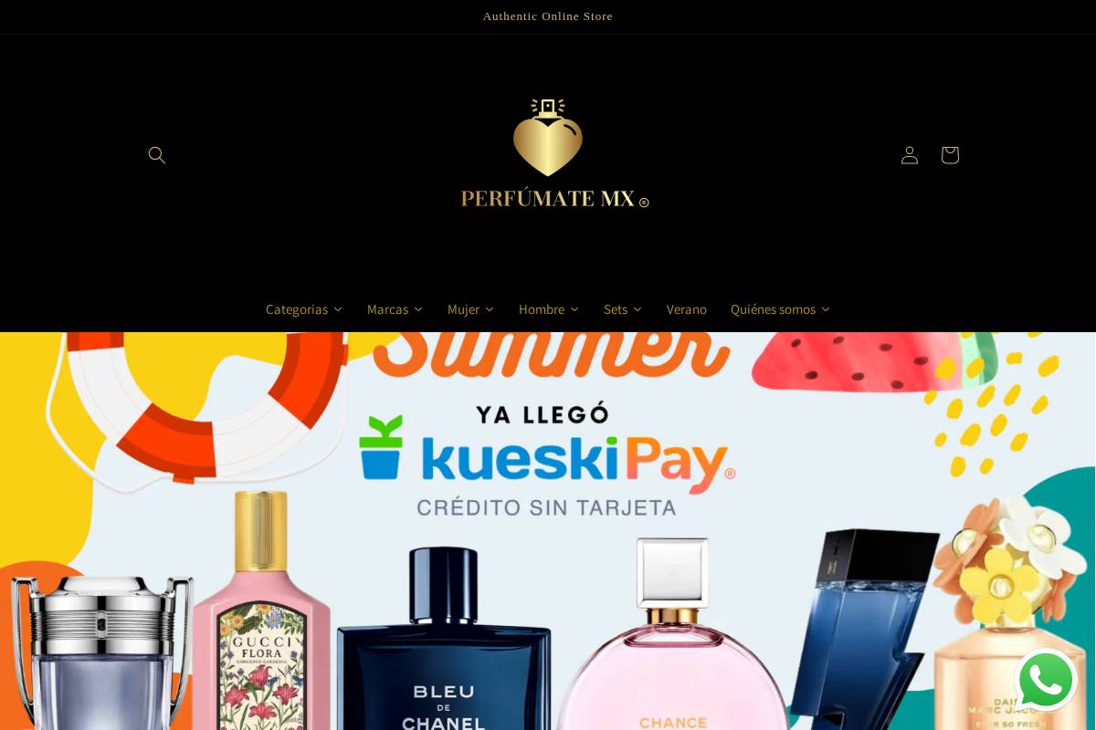 perfumate.mx homepage screenshot