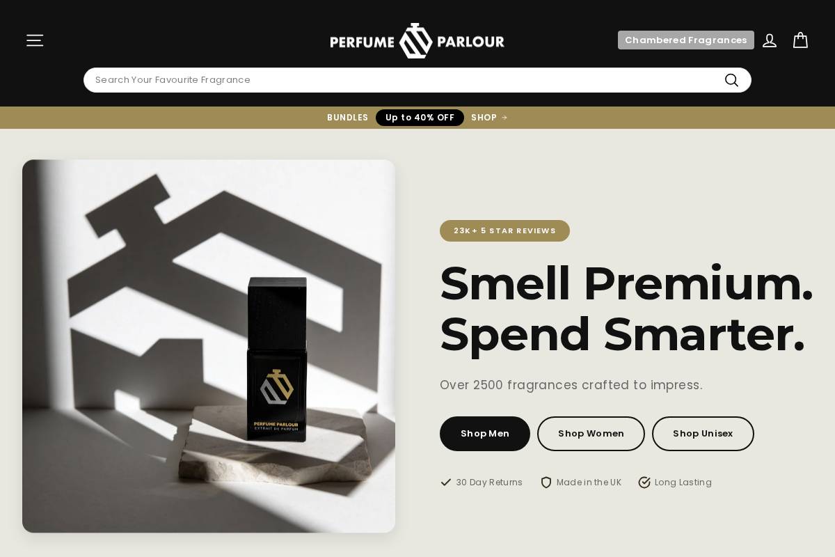 Perfume Parlour homepage screenshot