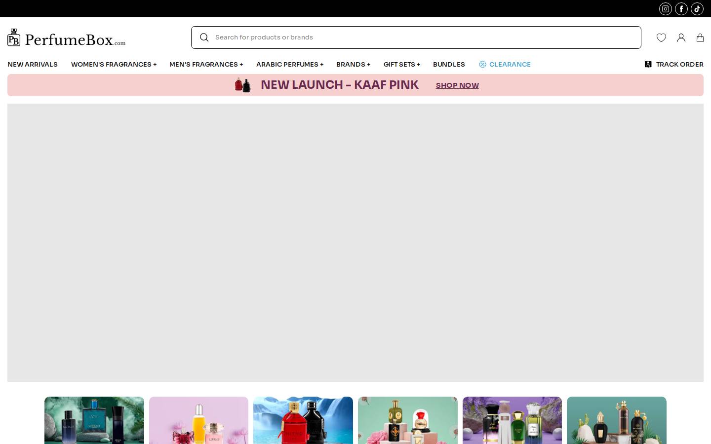 Perfumebox homepage screenshot