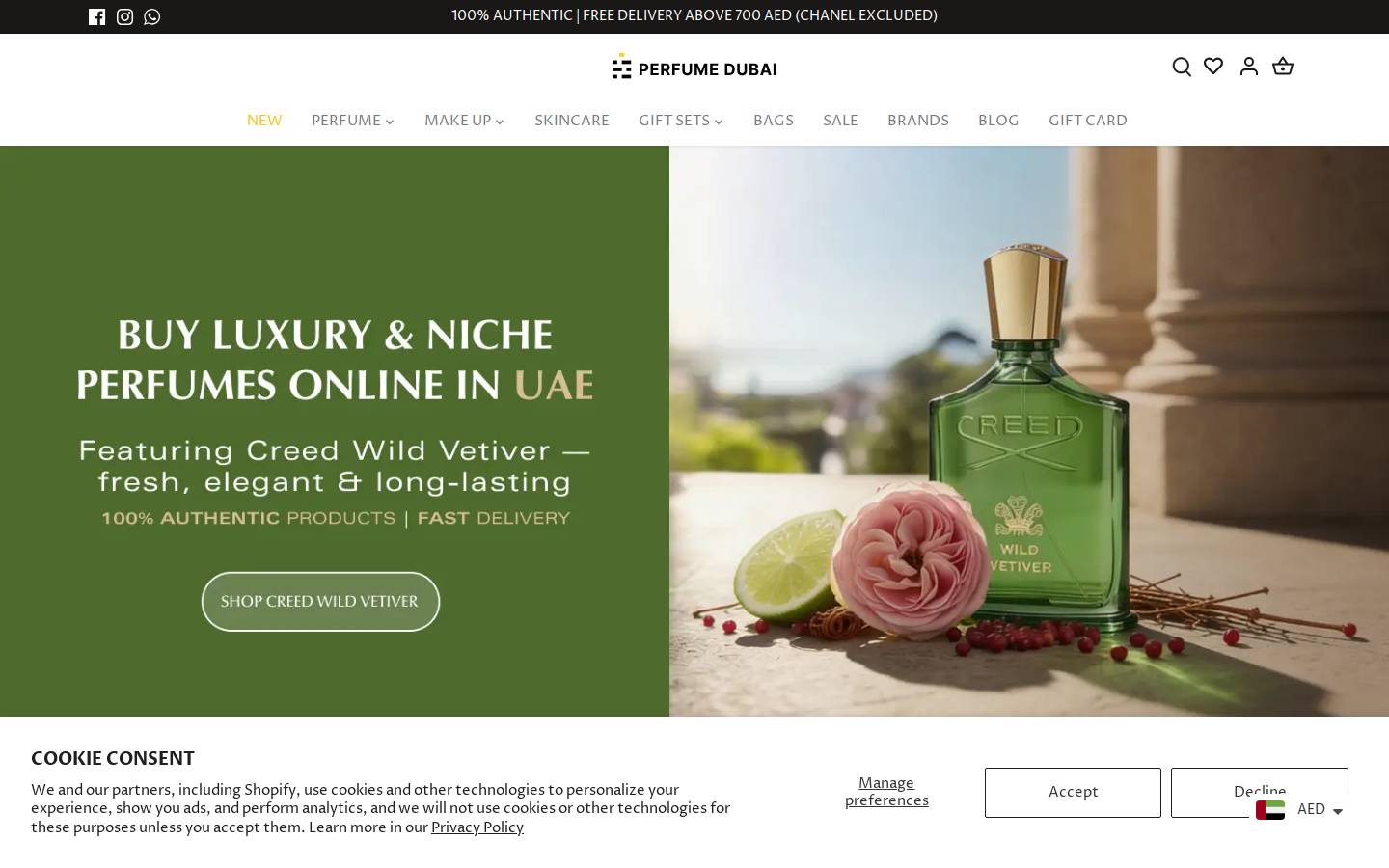 Perfume Dubai homepage screenshot