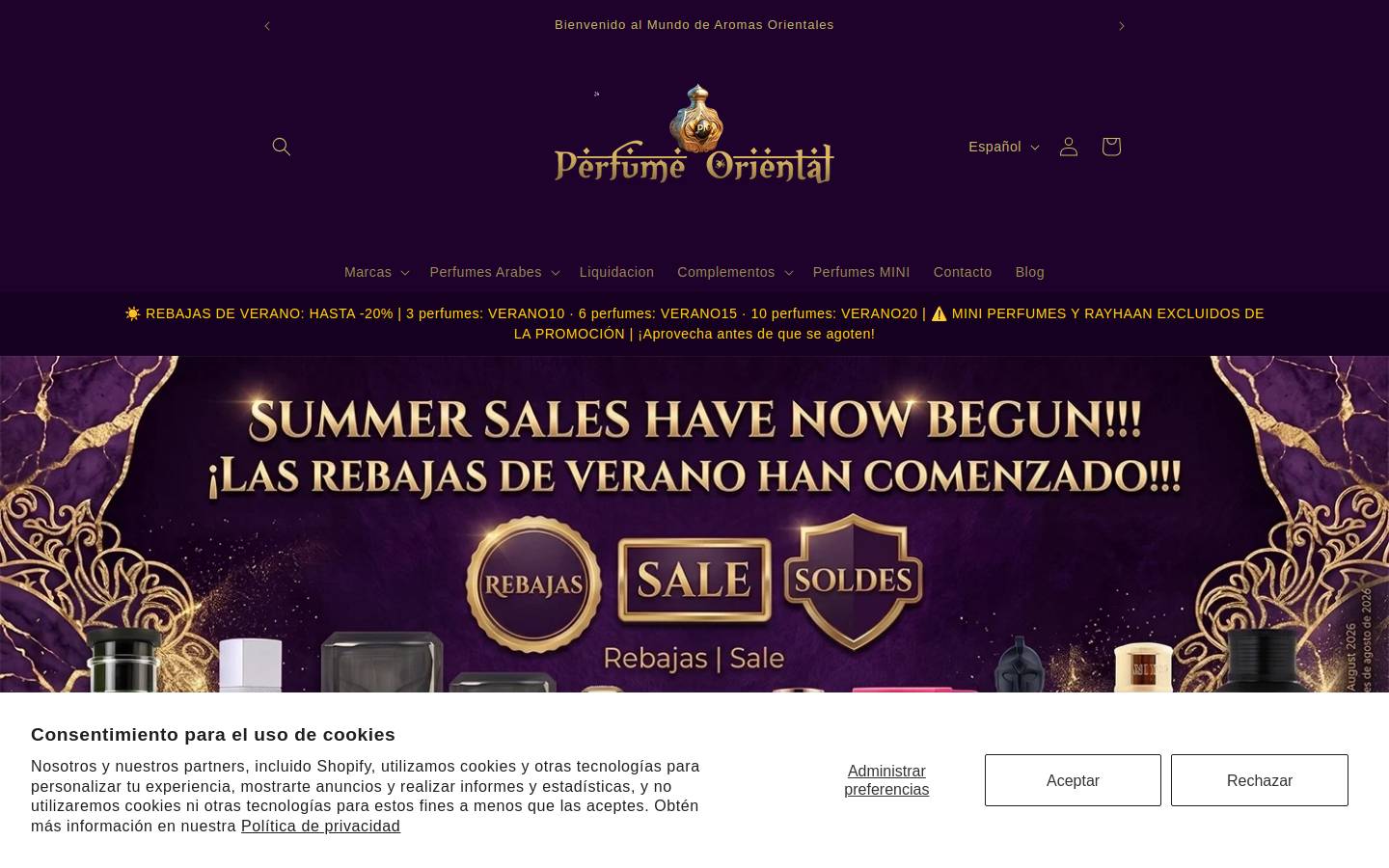 Perfumeoriental homepage screenshot