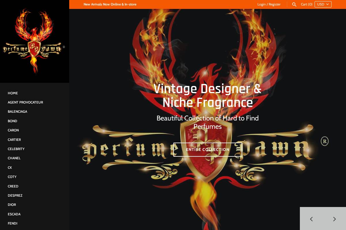 perfumepawn.com homepage screenshot
