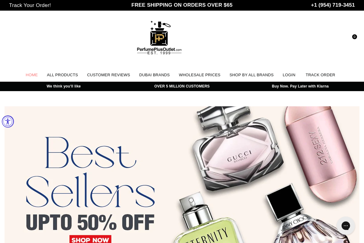 Perfumeplusoutlet homepage screenshot