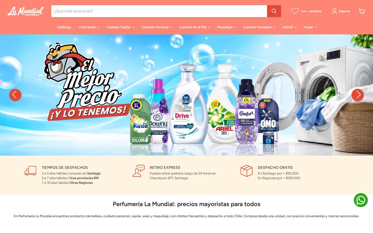 perfumerialamundial.cl homepage screenshot