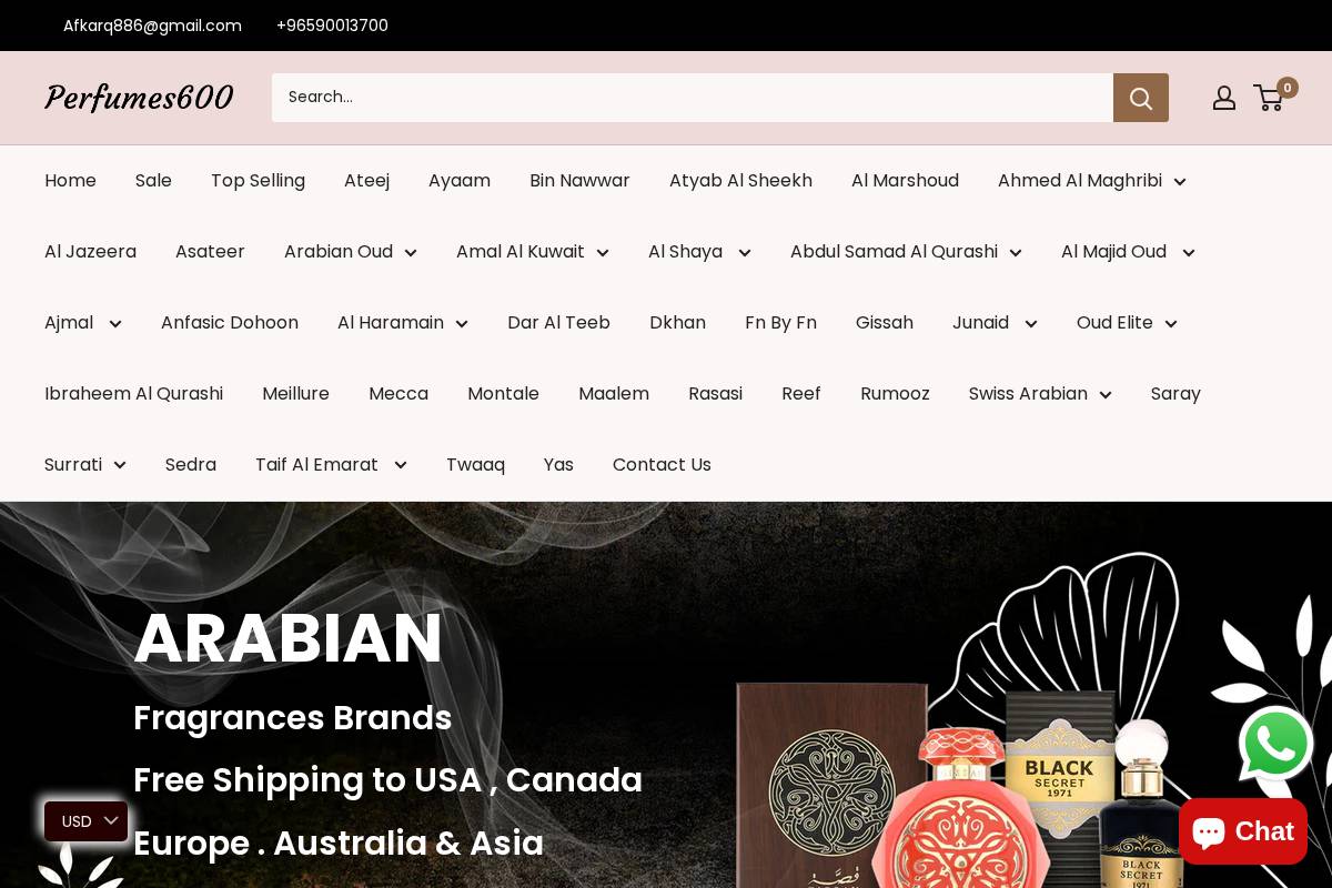 Perfumes600 homepage screenshot