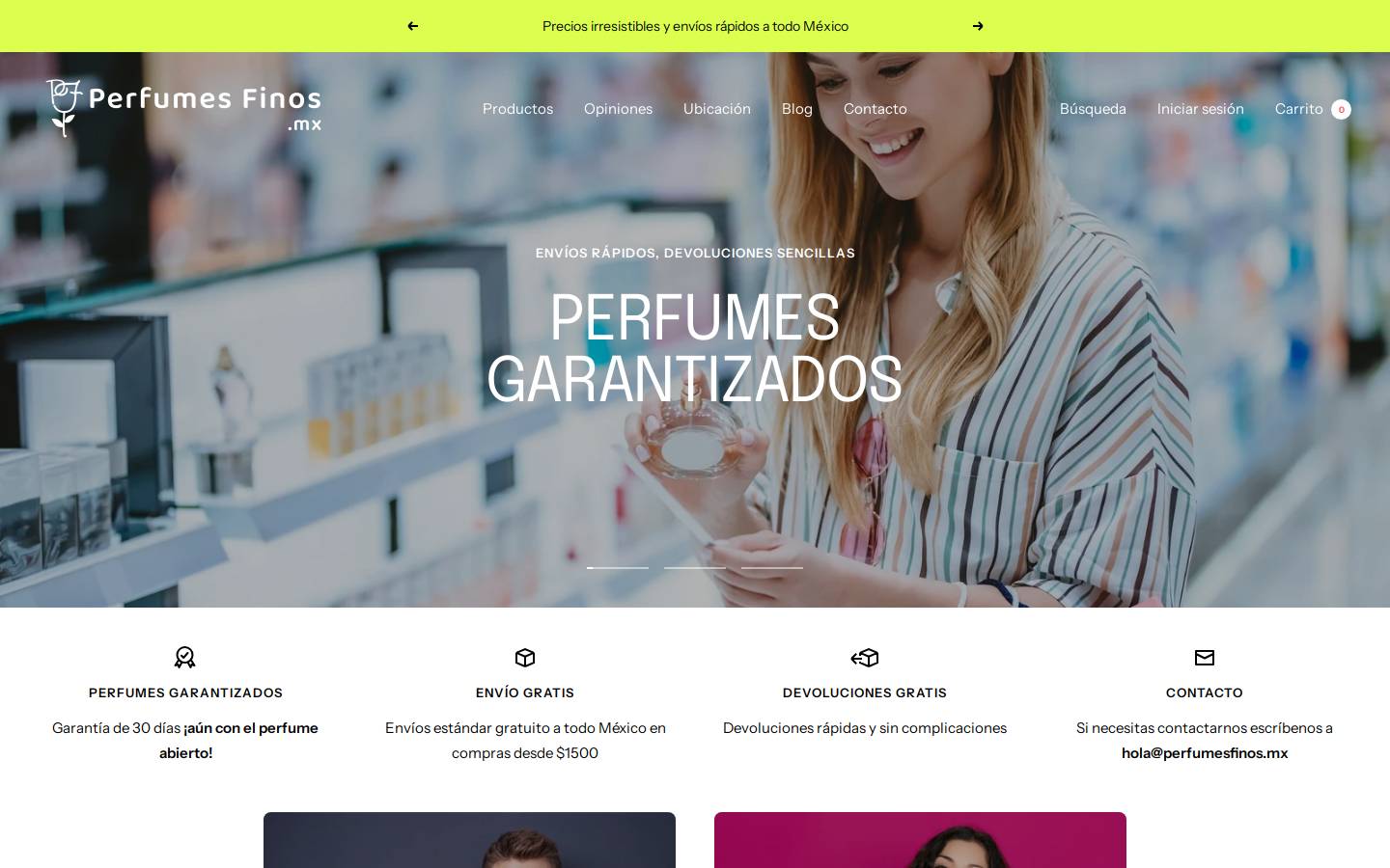 perfumesfinos.mx homepage screenshot